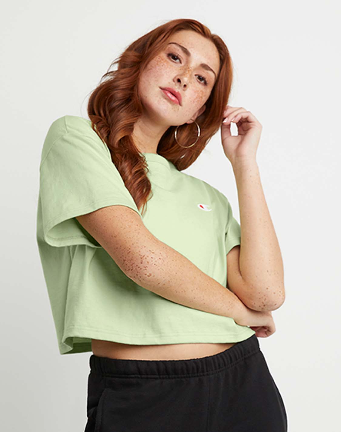 Green cropped sales champion t shirt